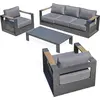 Image de Salon de jardin 5 places en aluminium et accoudoirs en HPL