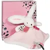 Image de Doudou Coffret cadeau rose - lapin avec couverture carrée 25 cm
