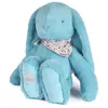 Image de Doudou et Compagnie Peluche lapin fleurette turquoise - 50 cm - Doudou et compagnie