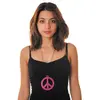 Image de Pendentif peace hippie rose fluo 8,5 cm
