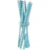 Image de Sachet de 10 pailles bleues Ã  chevrons blancs