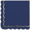 Image de Sachet de 16 serviettes bleu marine et or