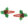 Image de Set de deux barrettes Houx de NoÃ«l