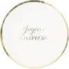 Image de Sachet de 8 Assiettes Joyeux Anniversaire, blanc et or