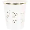 Image de Sachet de 8 Gobelets Joyeux Anniversaire, blanc et Or