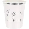 Image de Sachet de 8 Gobelets Joyeux Anniversaire, blanc et argent