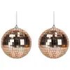 Image de Lot de 2 petites Boules à facettes 10cm à suspendre, Rose Gold