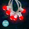 Image de Guirlande Lumineuse Guinguette Rouge 10 M Cable Blanc