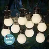 Image de Guirlande Guinguette 50m Blanc - Guirlande Lumineuse Exterieure 50 Bulbes Blancs - Guirlande Guinguette Exterieur 50m + 3m De Cable