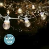 Image de Guirlande Guinguette 10m Transparente Cable Blanc - Guirlande Electrique Exterieur 10 Bulbes Transparent- Guirlande Guinguette Exterieur Decoration Romantique, Déco Pour Terrasse Et Jardin