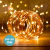 Image de Guirlande Led Cuivre 10m - Guirlande Lumineuse Led 100 Leds - Guirlande Leds Pour Deco Chambre, Déco De Noël, Ambiance Poétique Et Romantique