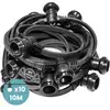 Image de Guirlande Guinguette Professionnelle 10m Ip65 Noire Raccordable - Guirlande Lumineuse Exterieure 10 Bulbes Pour Ampoule E27 - Guirlande Guinguette Extérieure Pour Jardin, Terrasses Et Fête - Skylantern