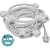 Image de Guirlande Guinguette Ip65 10m Blanche Raccordable - Guirlande Lumineuse Pour Ampoule E27 10 Bulbes - Guirlande Guinguette Extérieure Pour Terrasse Jardin Bar