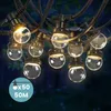 Image de Guirlande Guinguette 50m Transparent Ip65 - Guirlande Electrique Exterieur 50 Bulbes Transparents