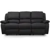 Image de Loungitude   Canapé Relax 3 Places Simili Cuir Noir   Inclinaison Dossier Jusqu'à 170°   Confort Optimal Avec Assises En Mousse   Dimensions 193 X 93 X 96 Cm