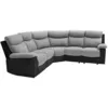 Image de Loungitude - Canapé Panoramique Relax Manuel En Tissu Gris Et Pu Noir - Valia