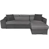 Image de Usinestreet - Canapé D'Angle Elona Convertible Bi-matière Gris Avec Poufs De Rangement À Gauche