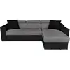 Image de Usinestreet - Canapé D'Angle Elona Convertible Bi-matière Gris Et Noir Avec Poufs De Rangement À Gauche