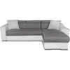 Image de Usinestreet - Canapé D'Angle Elona Convertible Bi-matière Blanc Et Gris Avec Poufs De Rangement À Gauche
