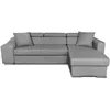 Image de Usinestreet - Canapé D'Angle Elona Convertible En Tissu Gris Clair Avec Poufs De Rangement À Gauche