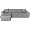 Image de Usinestreet - Canapé D'Angle Elona Convertible En Tissu Gris Clair Avec Poufs De Rangement À Droite