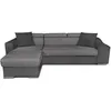 Image de Usinestreet - Canapé D'Angle Elona Convertible Bi-matière Gris Avec Poufs De Rangement À Droite