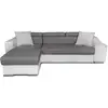 Image de Usinestreet - Canapé D'Angle Elona Convertible Bi-matière Blanc Et Gris Avec Poufs De Rangement À Droite