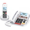 Image de Swissvoice Xtra 3355 Combo Téléphone sans fil DECT senior Blanc - Pack duo avec répondeur et combiné sans fil supplémentaire, grand écran lisible, grosses touches ergonomiques, volume amplifié, fonction mains libres, blocage d’appels, répertoire, compatible aides auditives