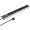 Image de Barre de prises multiples 19" en aluminium, compatible avec les racks, Waytex, 8 prises, avec interrupteur, fixation pivotante