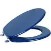 Image de MSV Siège de WC Couvercle de WC MDF noyau en bois "bleu foncé" Charnières en acier inoxydable - qualité supérieure et stable