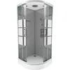 Image de Aurlane - Cabine De Douche 1/4 De Cercle 90x90x215cm Avec Bande Depolie - Silvery Stripe Round