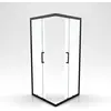 Image de Porte de douche carrée - 90x90x200 cm - PROFILE NOIR MAT - verre trempé 6mm