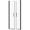Image de Porte de Douche Double Battant 90x200cm - Verre Trempé Transparent 6mm - Profil Noir Mat