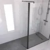 Image de Aurlane - Volet Pivotant Pour Paroi De Douche Fixe - 40x200cm - Verre Transparent 6mm - Profile Noir Mat