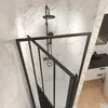 Image de Porte de douche pivotante type atelier - 90x200cm - PROFILE NOIR MAT - verre 5mm