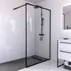 Image de Aurlane - Paroi De Douche 120x200 Cm - Cadre Et Bras Aluminium Noir Mat - Dark Contouring