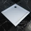 Image de Aurlane   Receveur De Douche À Carreler Effet Pierre Blanc 90x90 Cm   Surface Anti-dérapante   Faible Épaisseur 4 Cm   Installation Facile