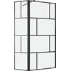 Image de Paroi de douche avec pivot 90+40x195cm - Sérigraphie type Briques et Profilés Noir - DARK BLOCKS