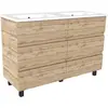 Image de Meuble de salle de bains 120cm 6 Tiroirs_Chêne Naturel + Vasque céramique blanche - TIMBER 120