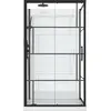 Image de Cabine de douche 110x80cm / Receveur Bas - Verre transparent sérigraphié et Blanc - Profilés Noir
