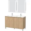Image de Meuble Salle de Bains 120 cm Chêne Clair 4 Portes, Vasque, Miroirs 60x80 à Leds intégrées - XENOS