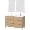 Image de Meuble Salle de Bains 120 cm Chêne Clair 6 Tiroirs, Vasque, Miroirs 60x80 à Leds intégrées - XENOS