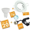 Image de Lot De 20 Spot Led Encastrable Complet Blanc Fixe Avec Ampoule Gu10 7w Dimmable Température De Couleur: Blanc Neutre 4000k