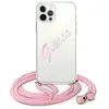Image de Étui Guess Script Vintage avec cordon pour iPhone 12/12 Pro, rose - Neuf