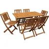 Image de Table et chaises de jardin en bois exotique "Hongkong" - Table pliante + 6 chaises pliantes