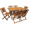 Image de Habitat Et Jardin - Salon De Jardin Bois Exotique 'hongkong' - Table Pliante + 6 Chaises Pliantes