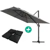 Image de Parasol jardin déporté Alu "Sun 4 " - Rectangle - 3 x 4 m - Gris - Dalles à lester incluses