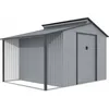 Image de Habitat Et Jardin - Abri De Jardin Métal Avec Pergola 'madras' - 9.12 M² - 257 X 355 X 237 Cm - Gris