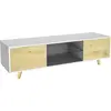 Image de Meuble TV LED "Inna" - 140 x 42 x 45 cm - Blanc/Chêne
