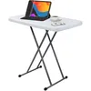 Image de Table Pliante Ajustable, Table Compacte Et Pliable, 76 X 50 X 51/63/74 Cm, Blanc, Matériau: Hdpe, Acier - Blanc